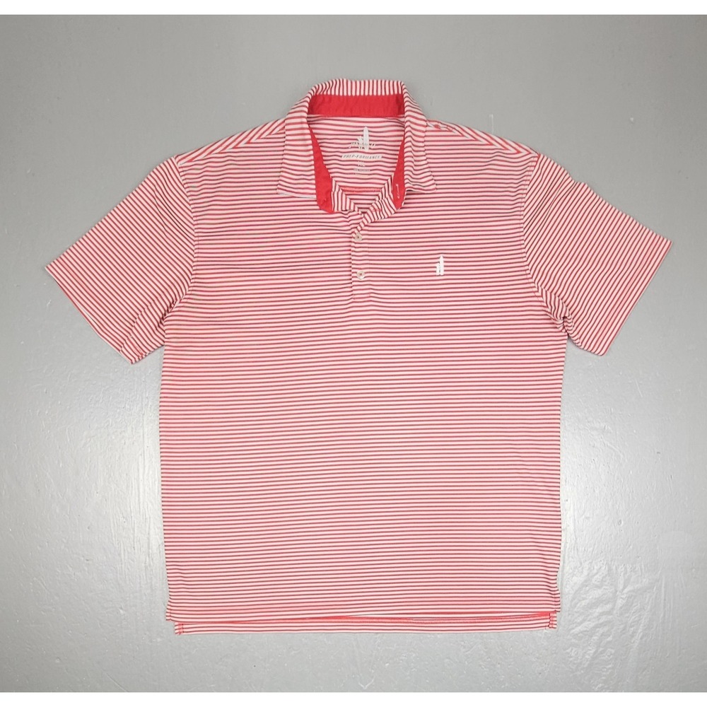 Johnnie-O Polo Shirt Mens XL Red & White‎ Stripe Prep-formance Golf Short Sleeve
